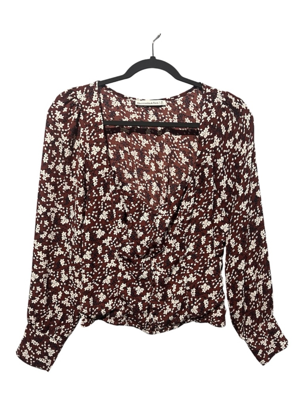 Abercrombie Top Women’s M Burgundy Sweetheart Button Front Long Sleeve Boho